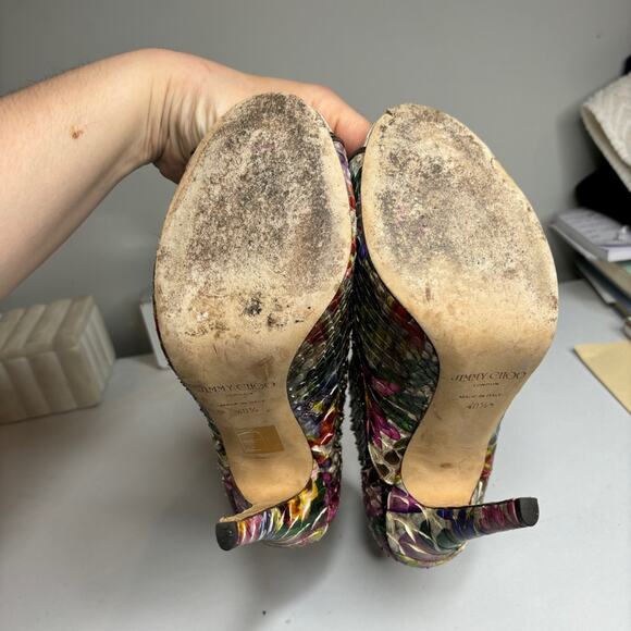 Jimmy Choo Floral Print Python Ankle Booties - Picture 10 of 10